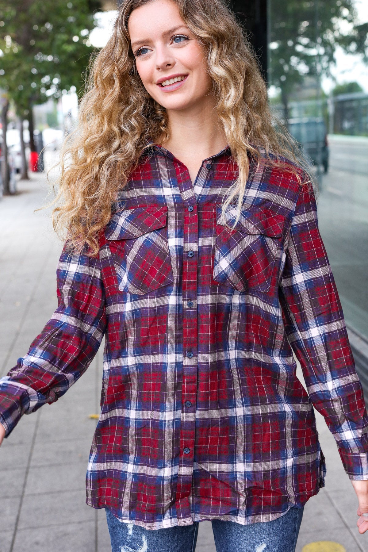 Cabernet Plaid Long Sleeve Shirt