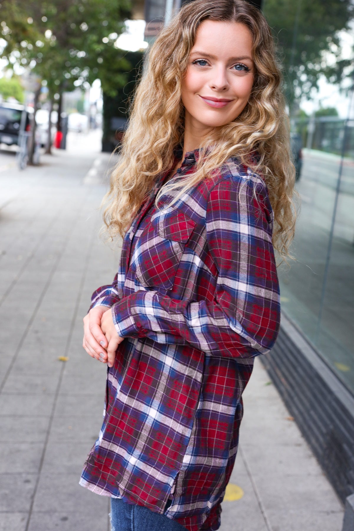 Cabernet Plaid Long Sleeve Shirt