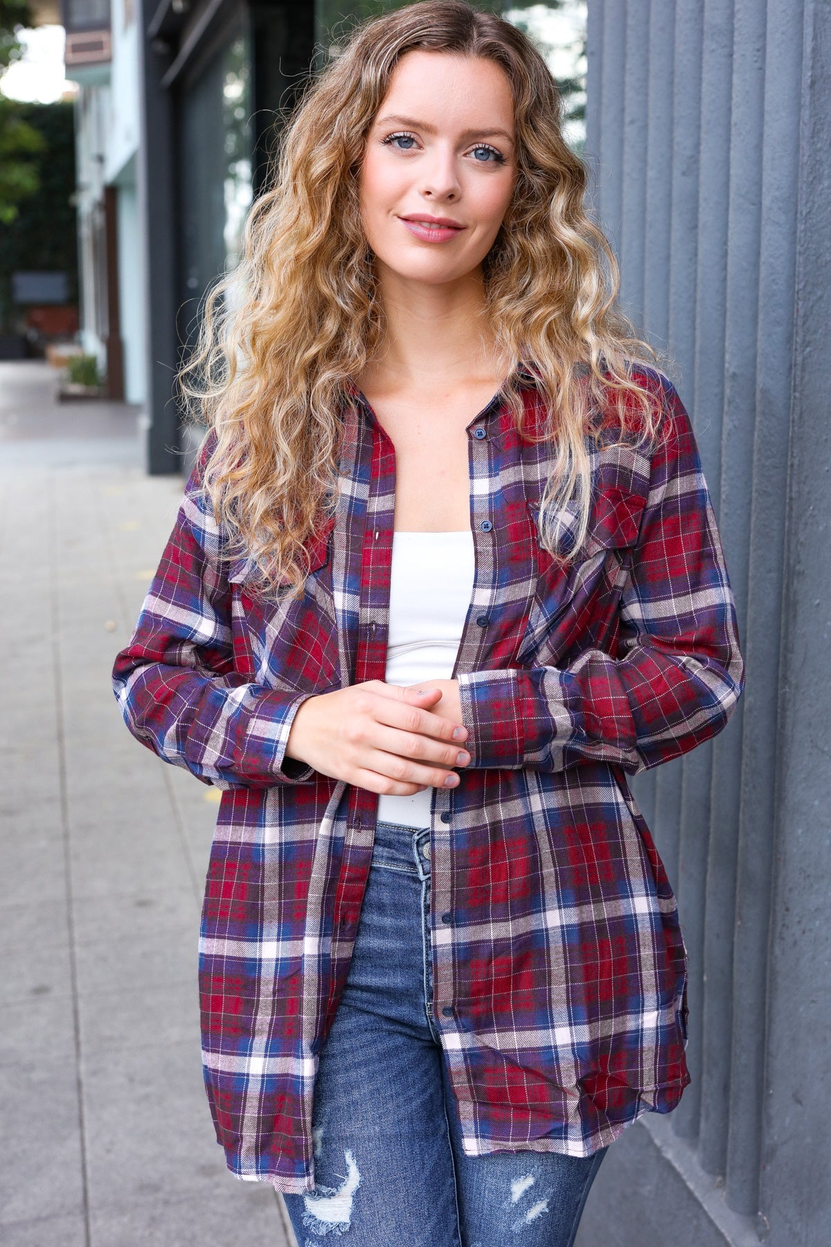 Cabernet Plaid Long Sleeve Shirt