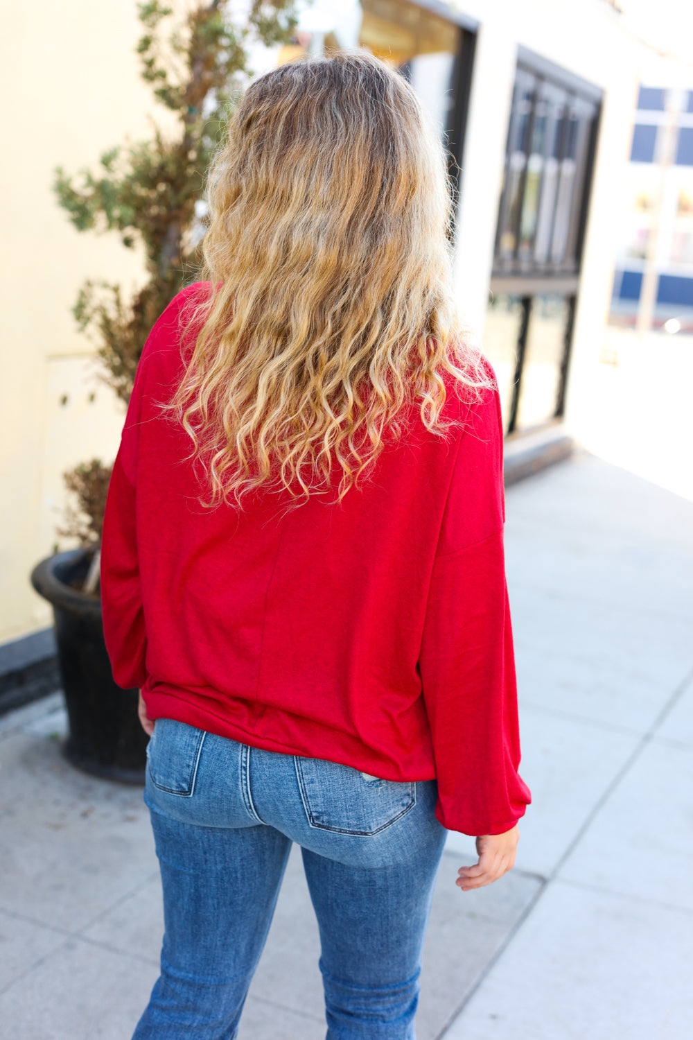 Red Sequin Christmas Tree Hacci Top