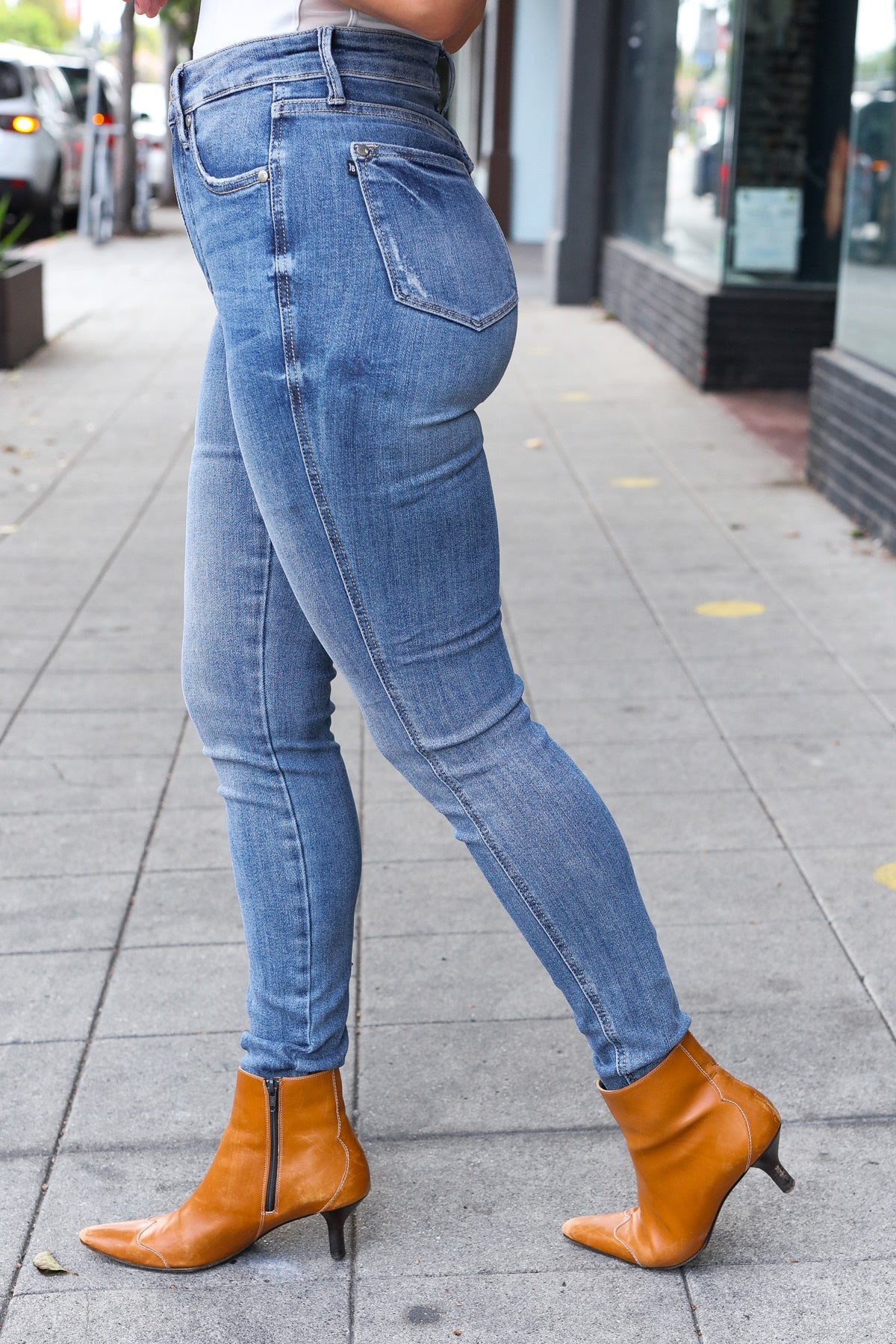 Medium Wash High Rise Skinny Jeans