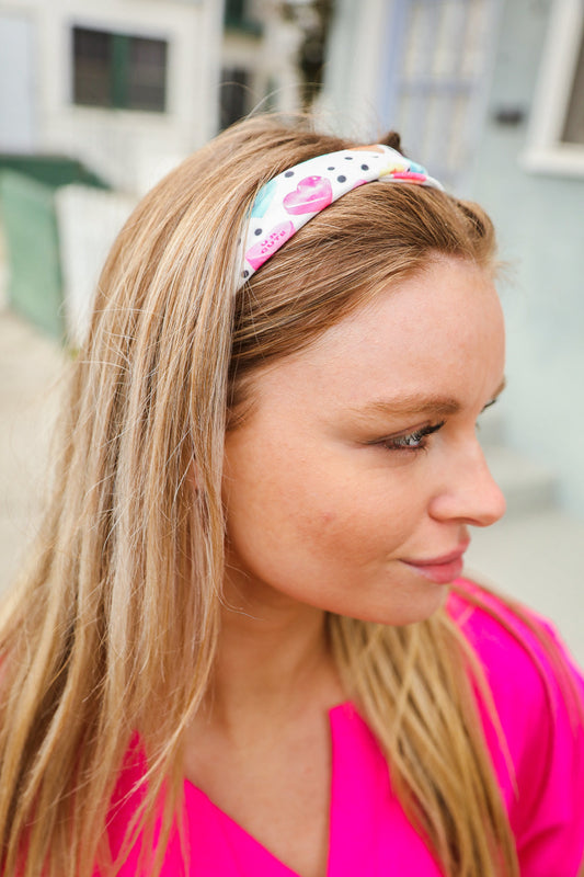 Multicolor Polka Dot Heart Candy Twist Headband