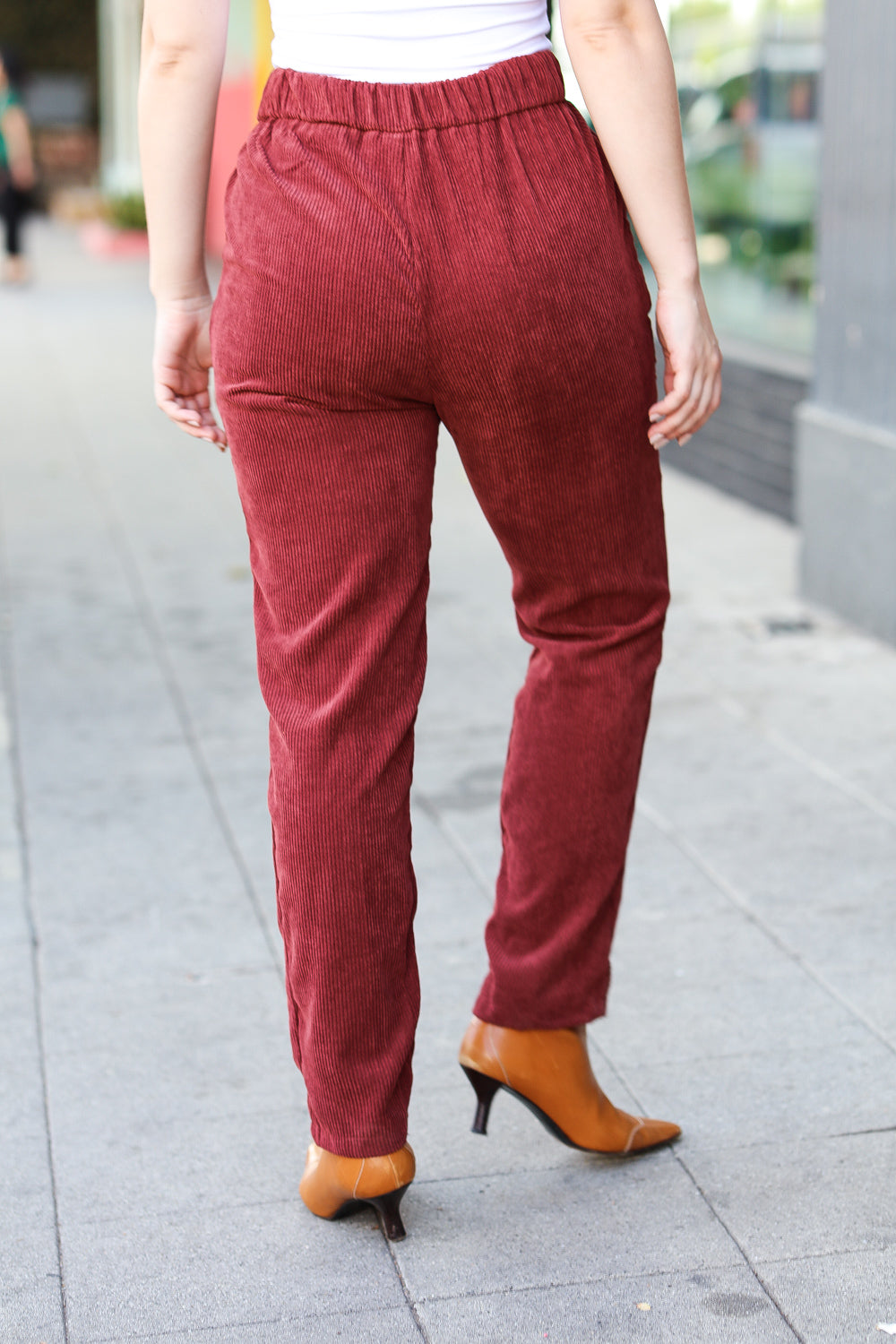 Burgundy Corduroy High Rise Tapered Pants – Lavender Latte Boutique