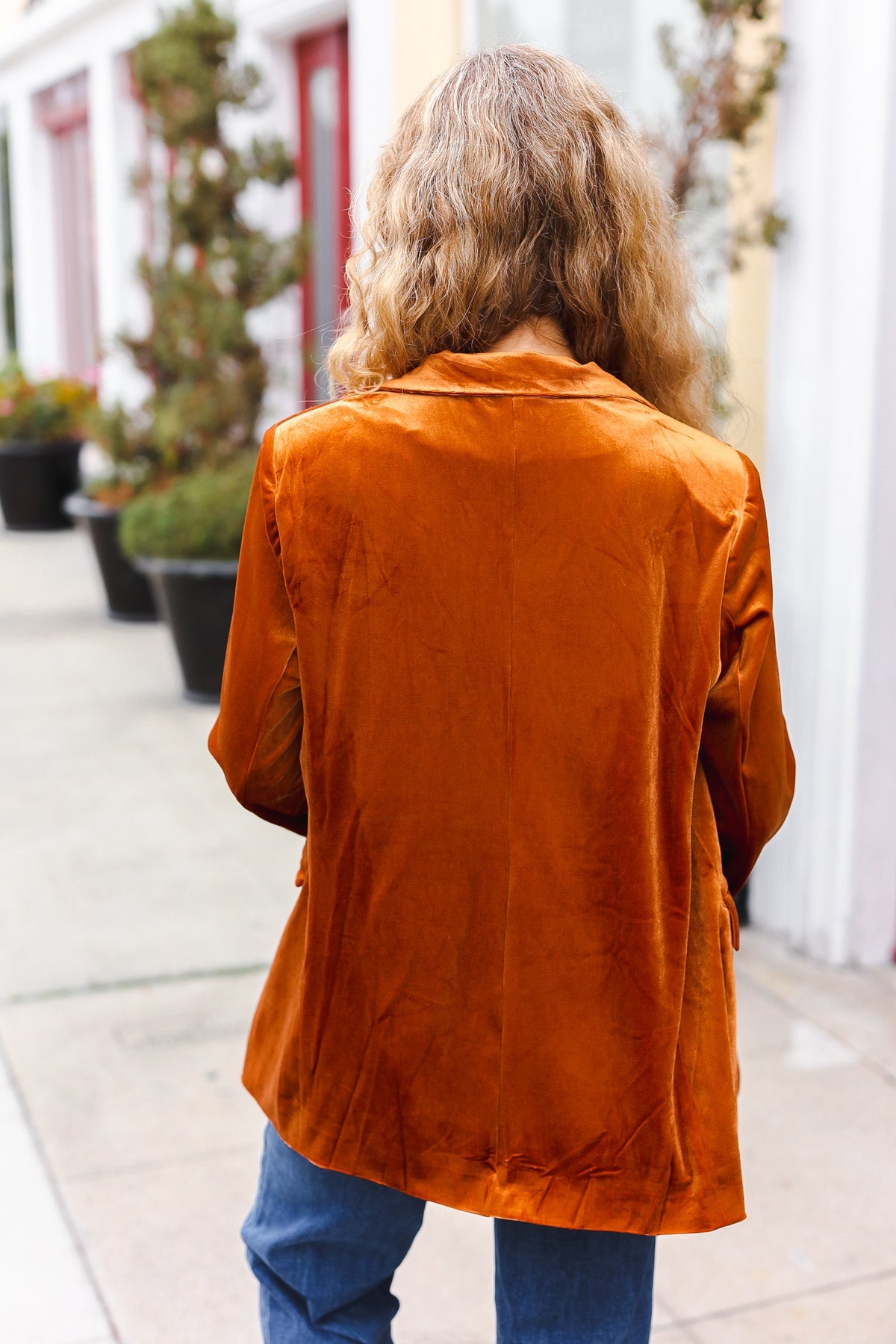 Rust Velvet Lapel Blazer