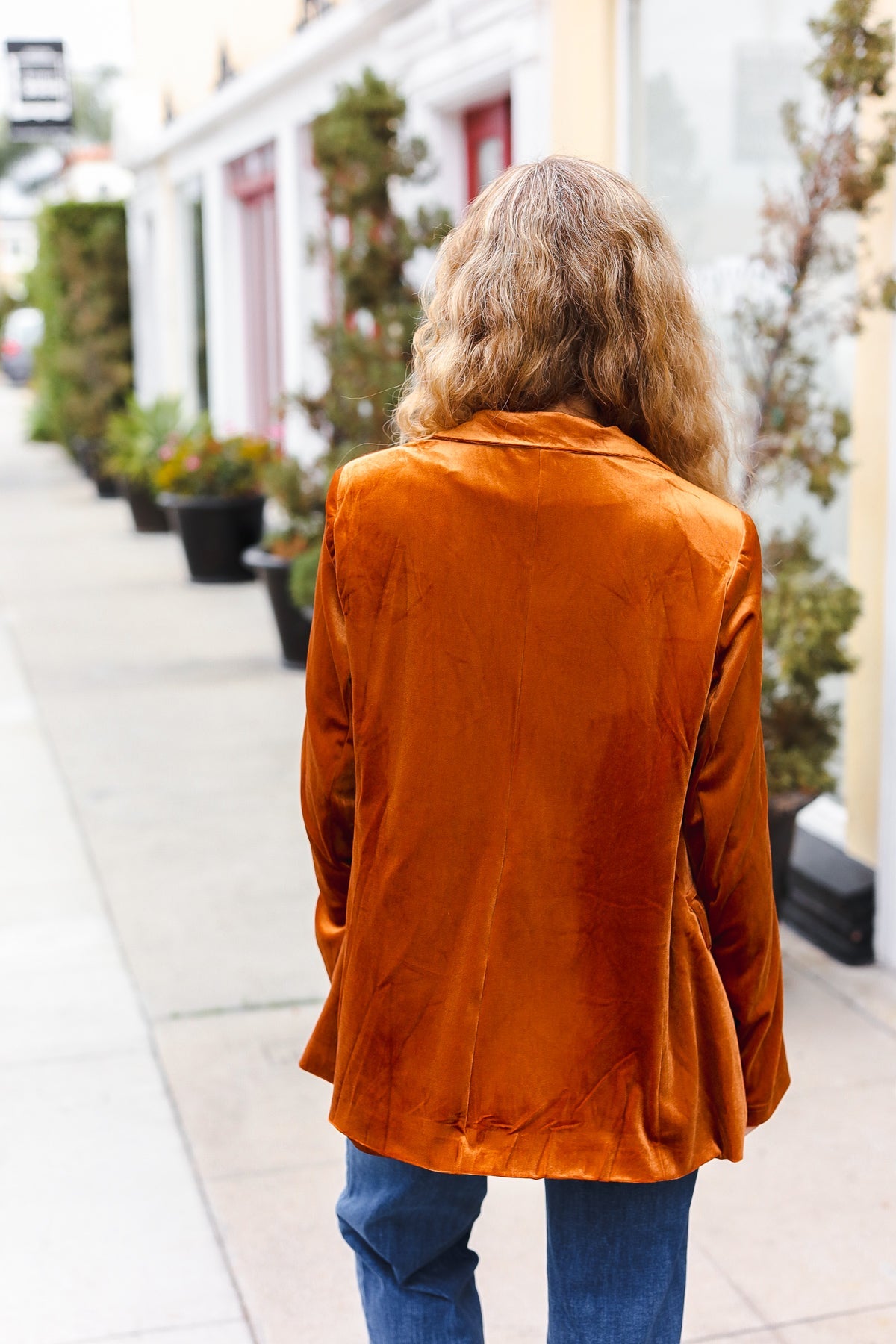 Rust Velvet Lapel Blazer