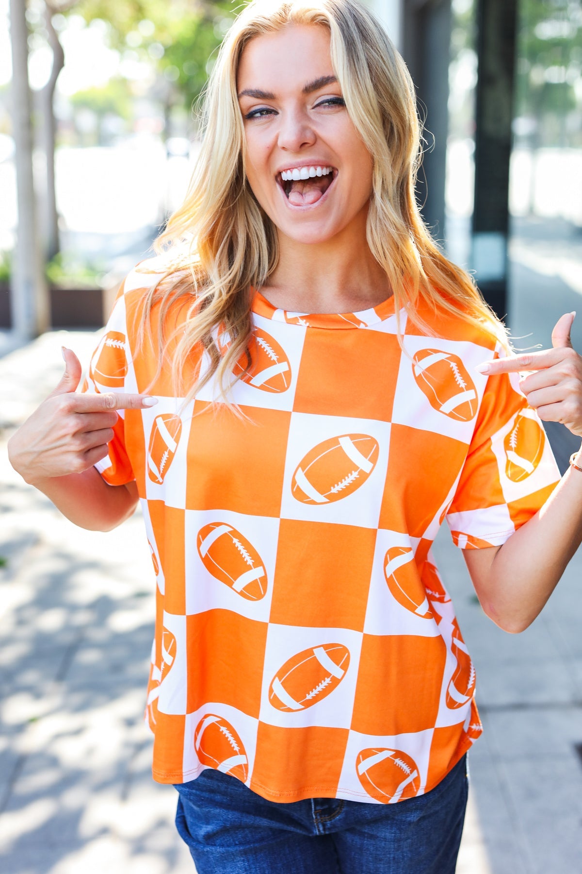 Orange Football Checker Top