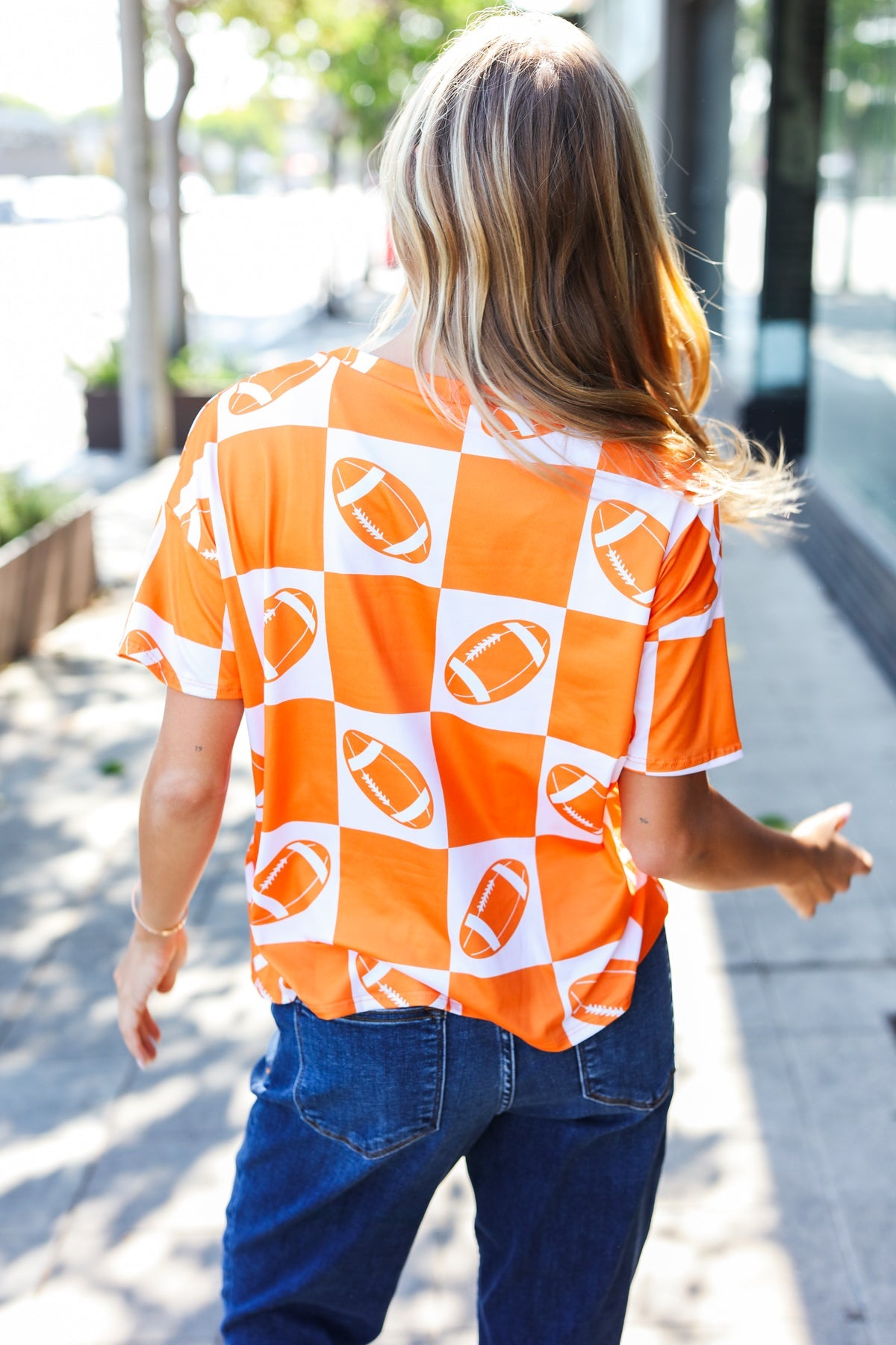 Orange Football Checker Top