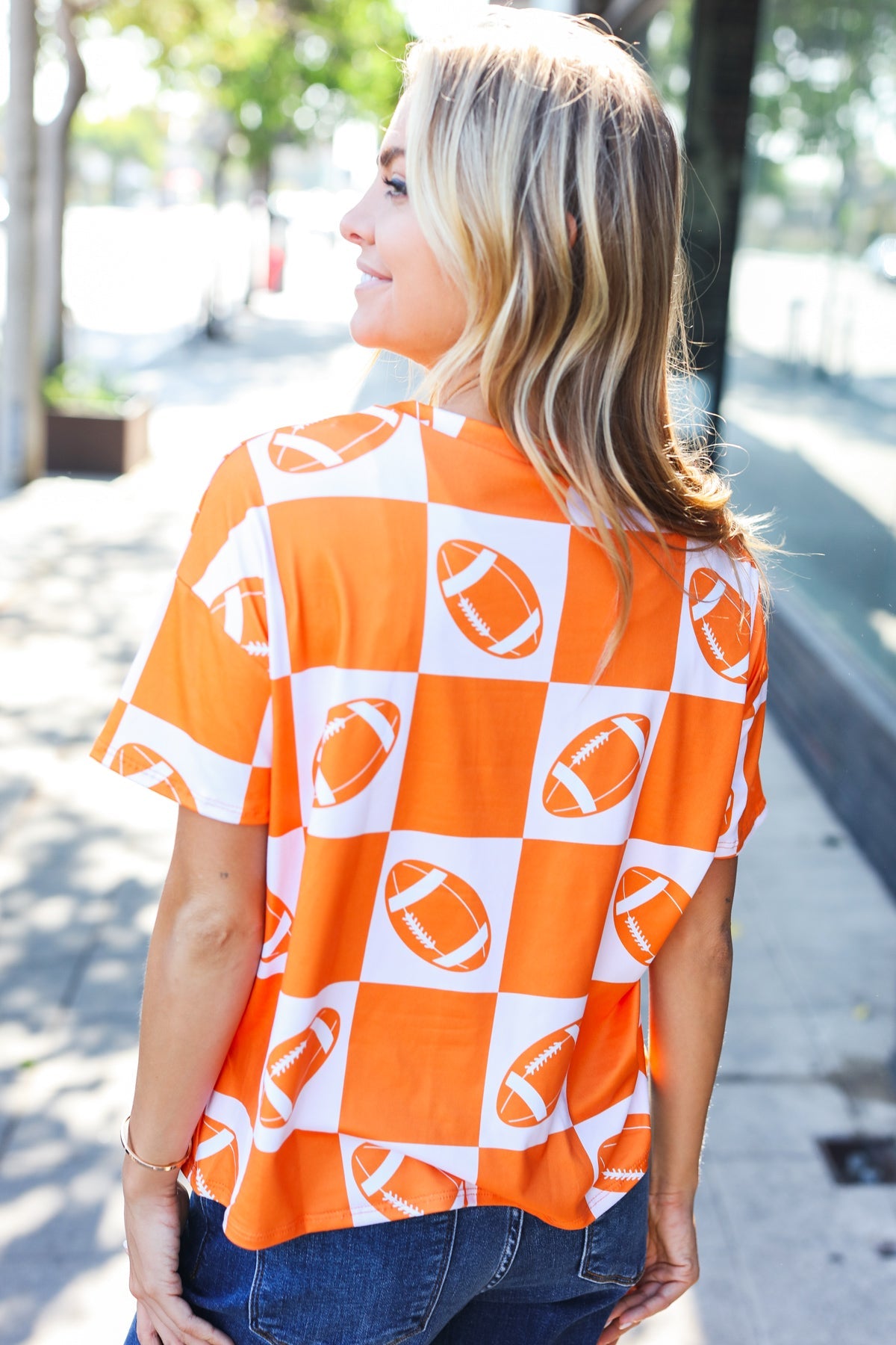 Orange Football Checker Top