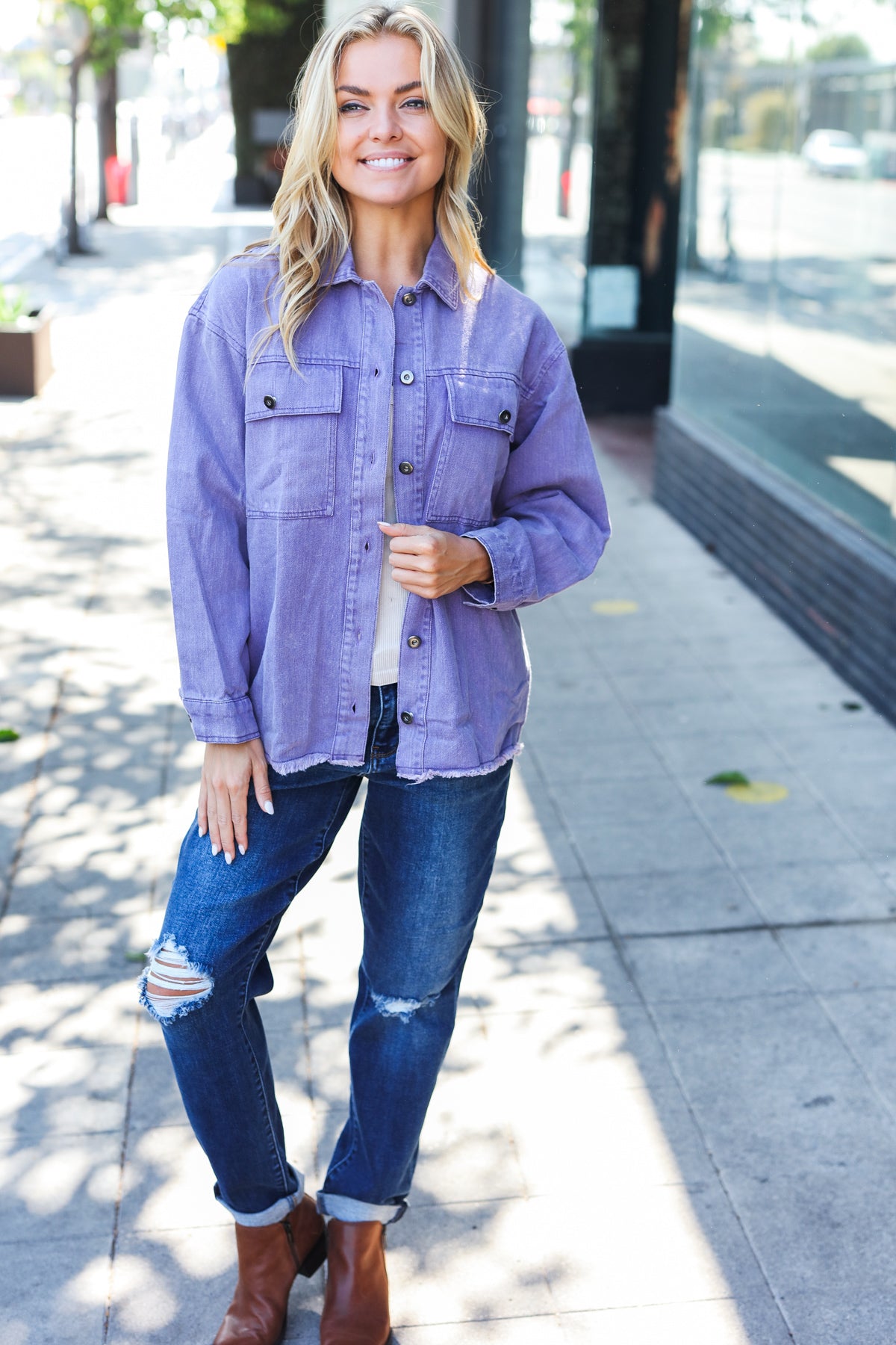 Purple Haze Frayed Denim Jacket