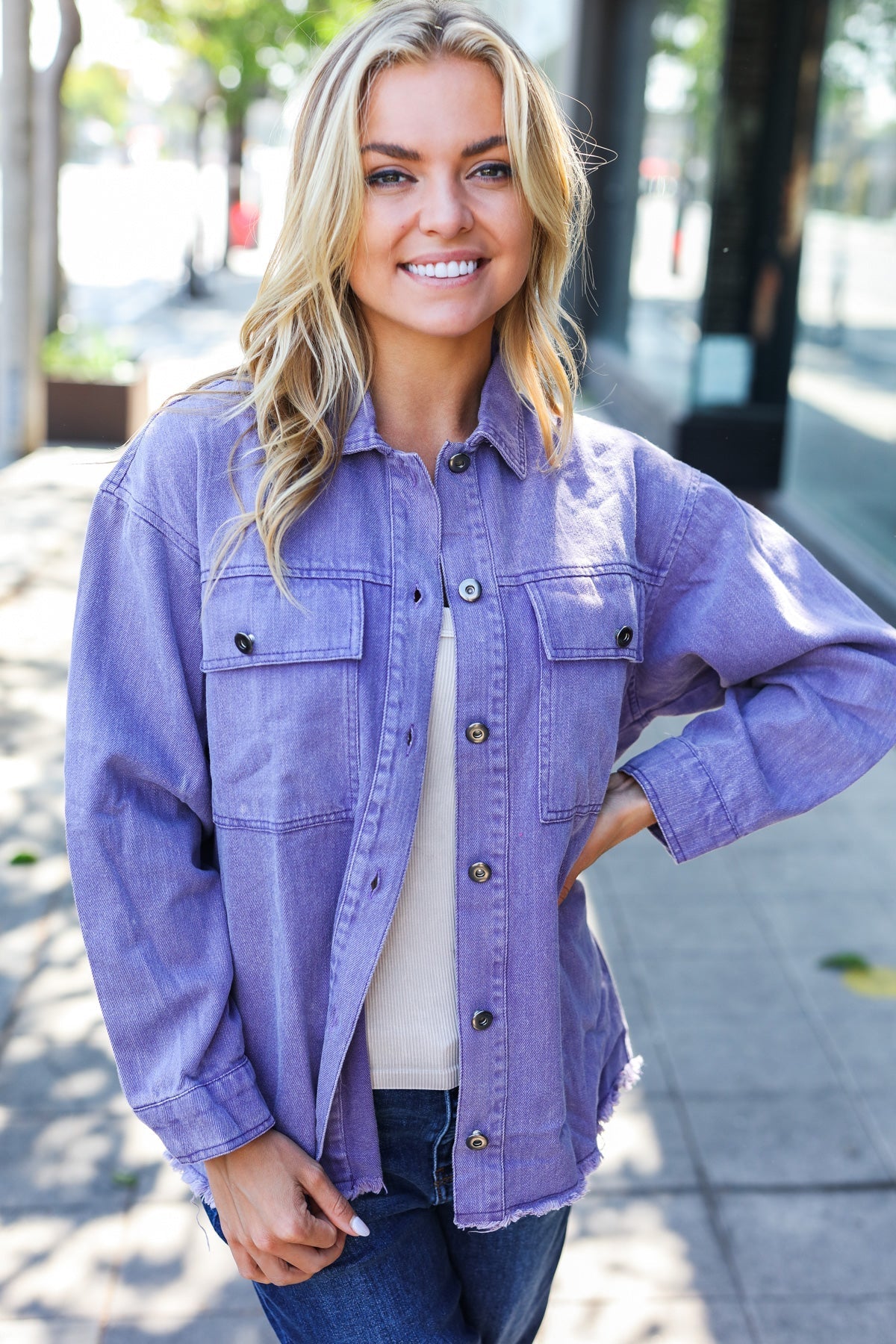 Purple Haze Frayed Denim Jacket