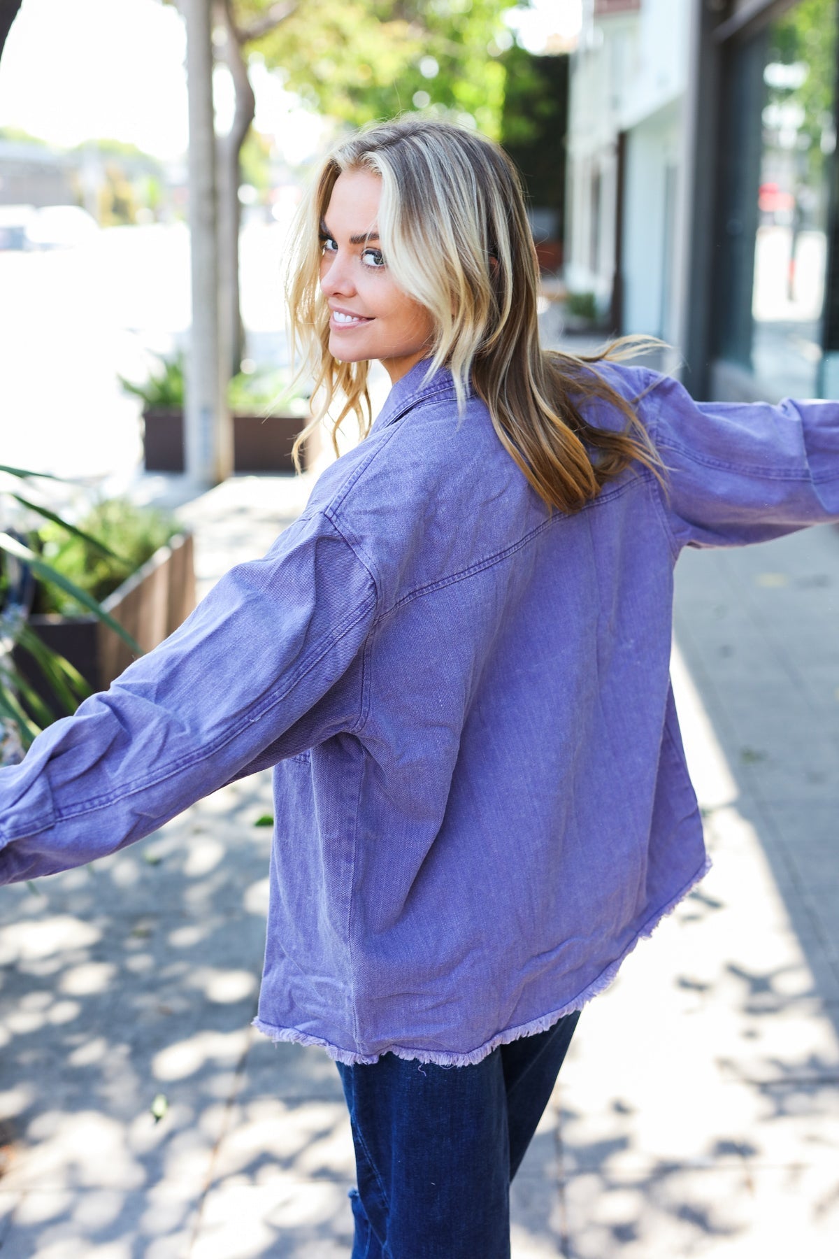 Purple Haze Frayed Denim Jacket