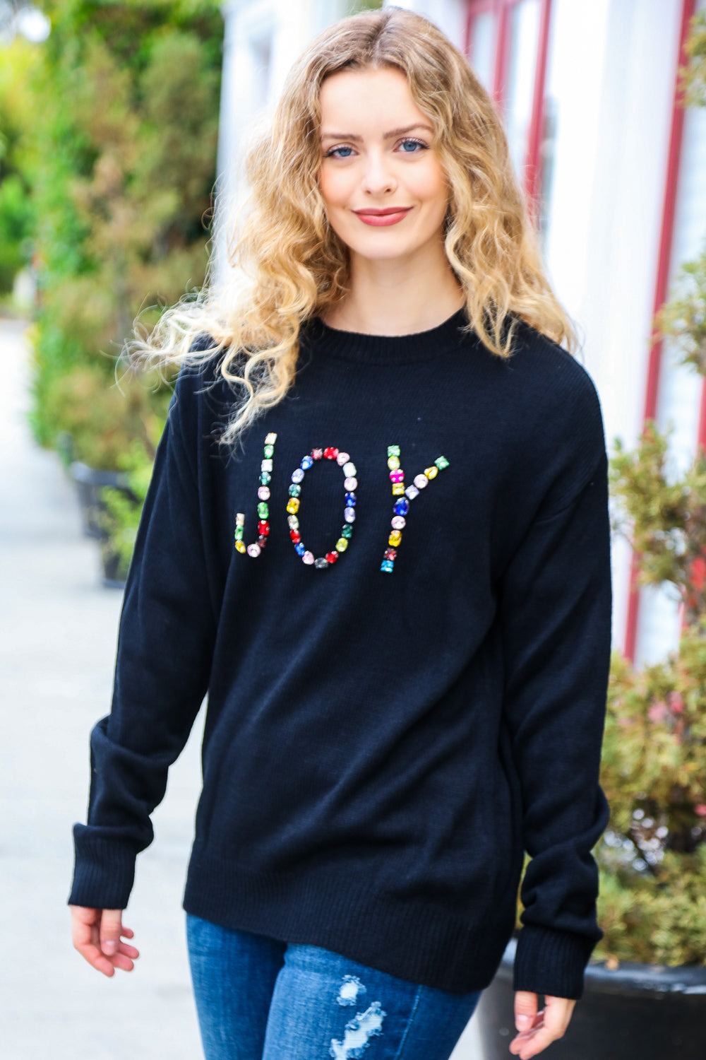 JOY Jewel Beaded Black Sweater