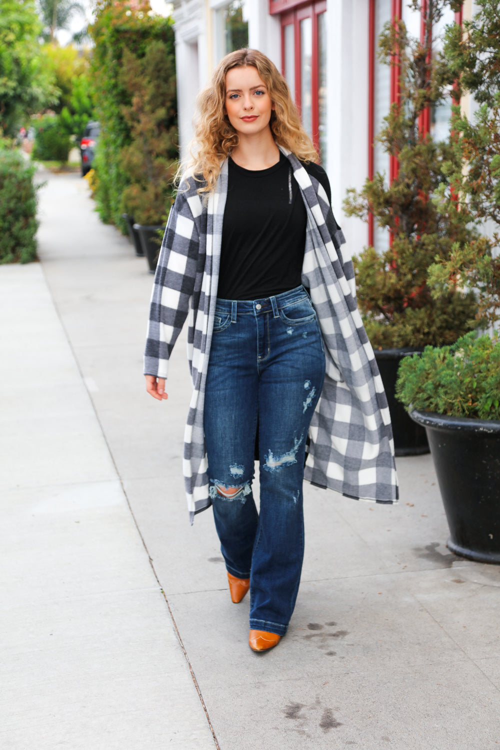 Black Buffalo Plaid Hacci Cardigan