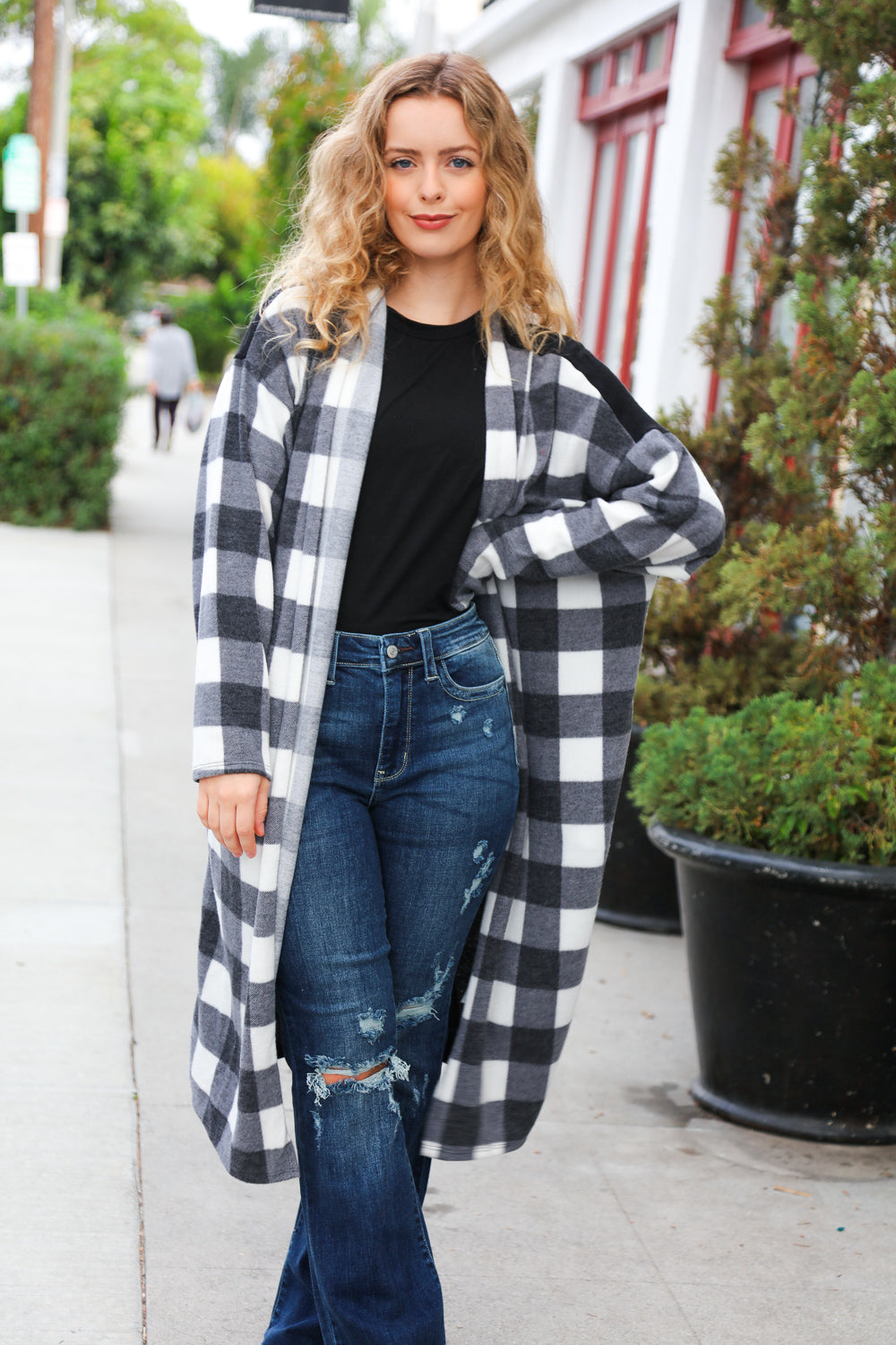 Black Buffalo Plaid Hacci Cardigan