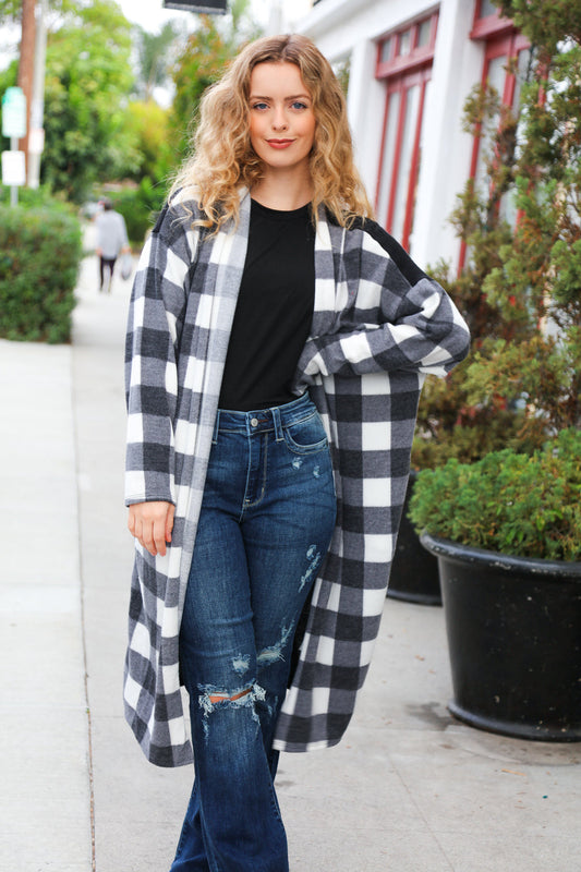 Black Buffalo Plaid Hacci Cardigan