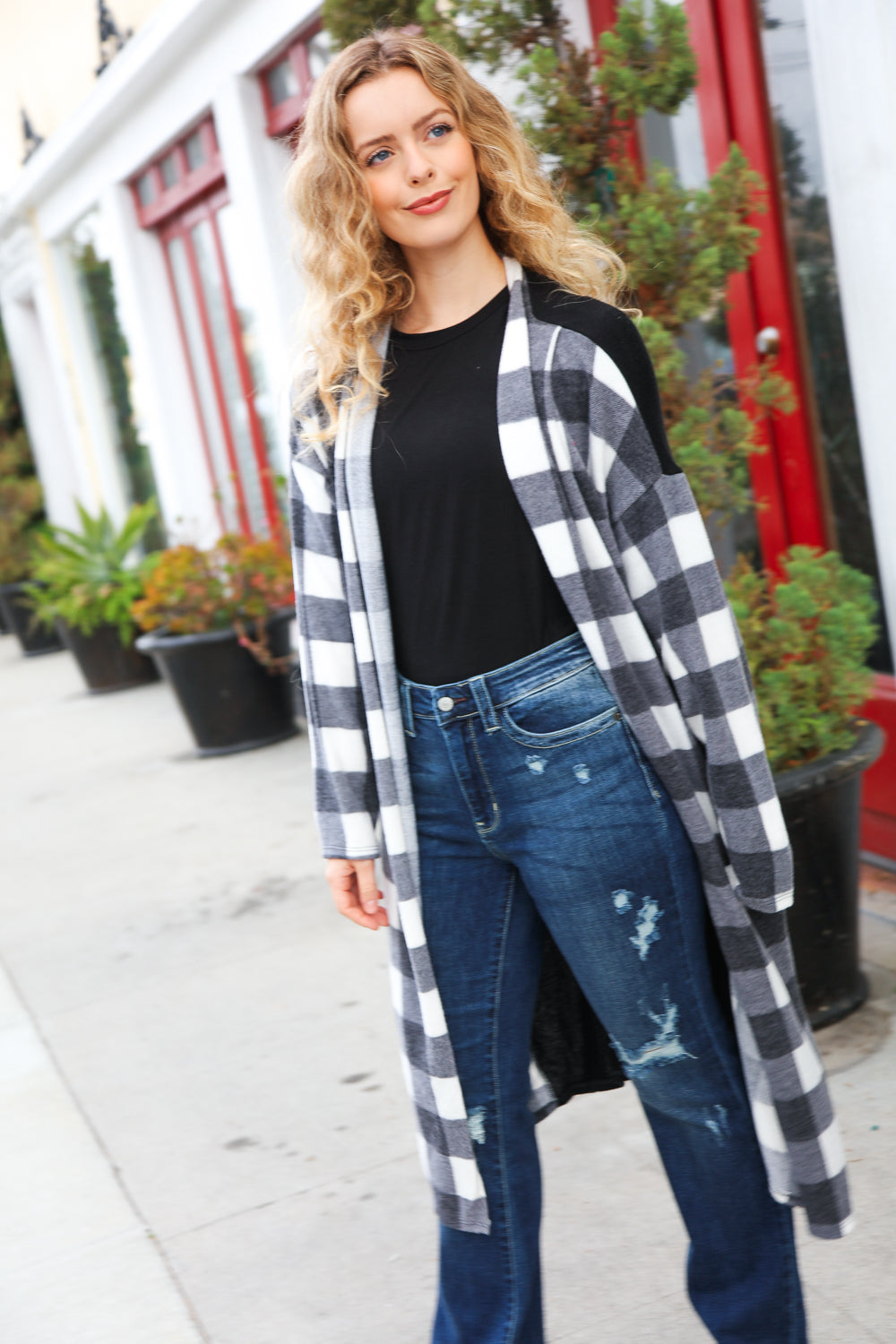 Buffalo plaid duster outlet cardigan