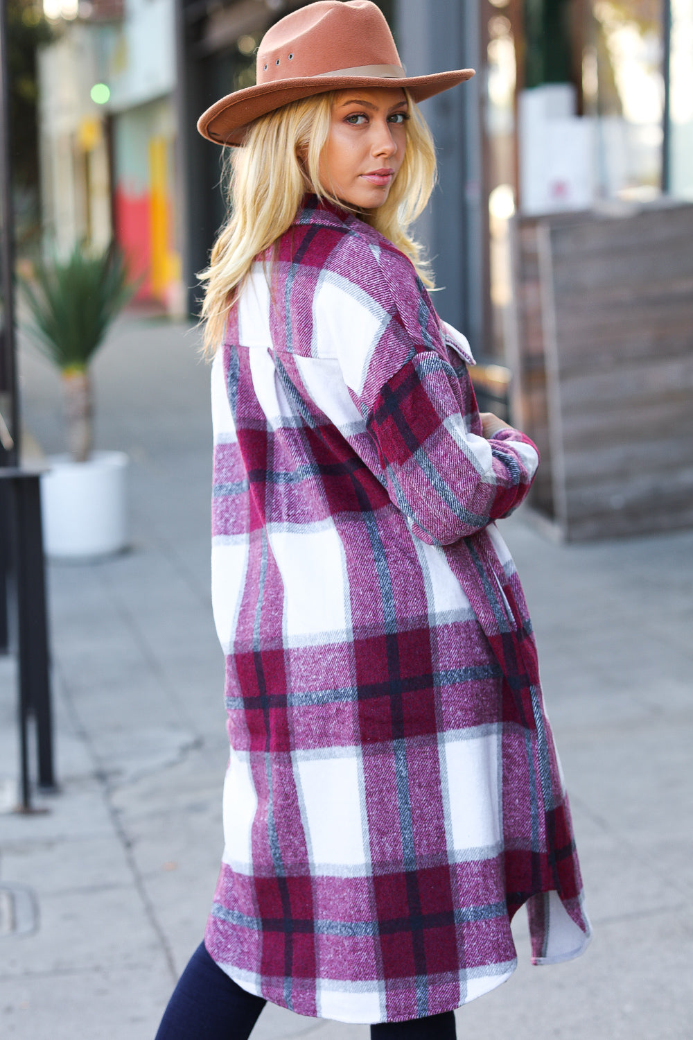 Longline on sale plaid coat