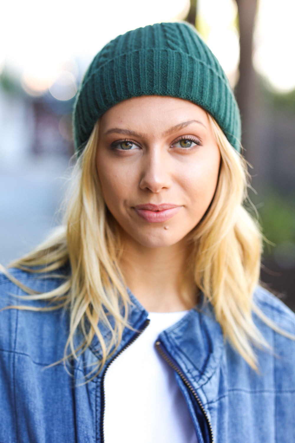 Emerald Green Cable Knit Beanie