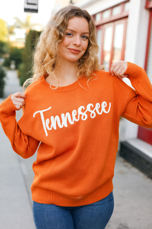 Orange "Tennessee" Embroidery Pop Up Sweater