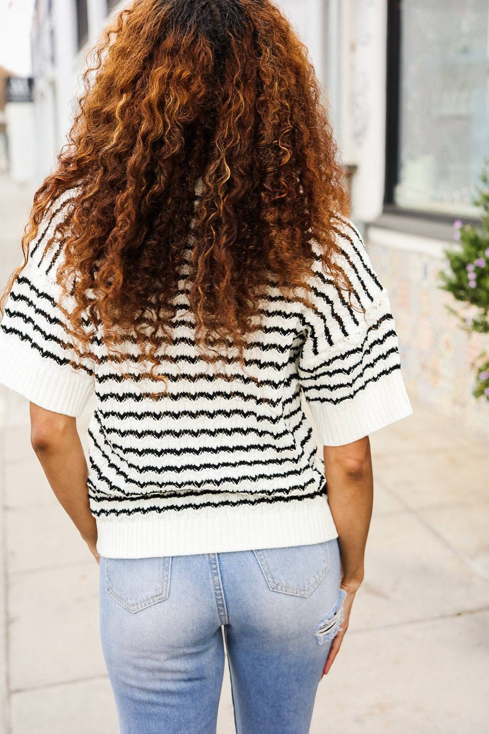 Ivory & Black Wavy Stripe Sweater