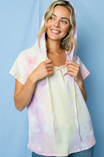 Plus Tie Dye Thermal Hoodie Top