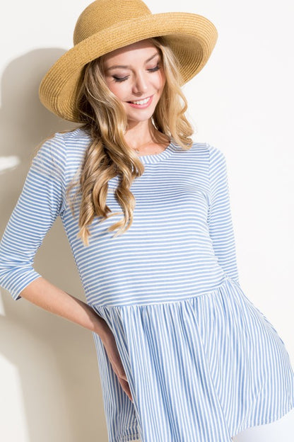 Plus Pin Stripe Babydoll Tunic Top