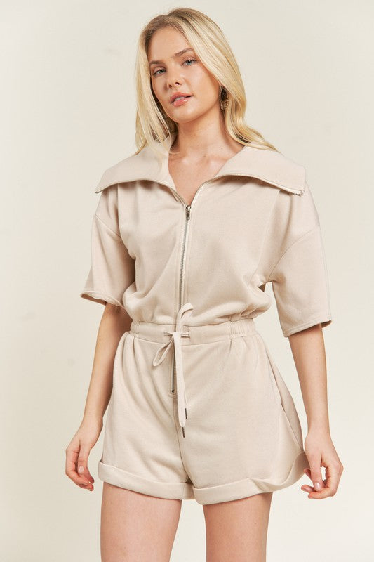 Plus Terry Zip Front Romper