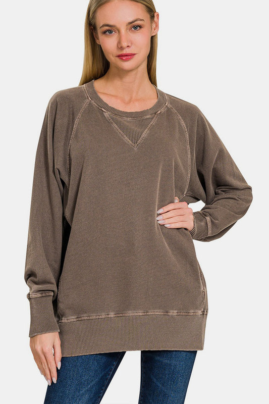 Pigment Dyed French Terry Pullover With Pockets