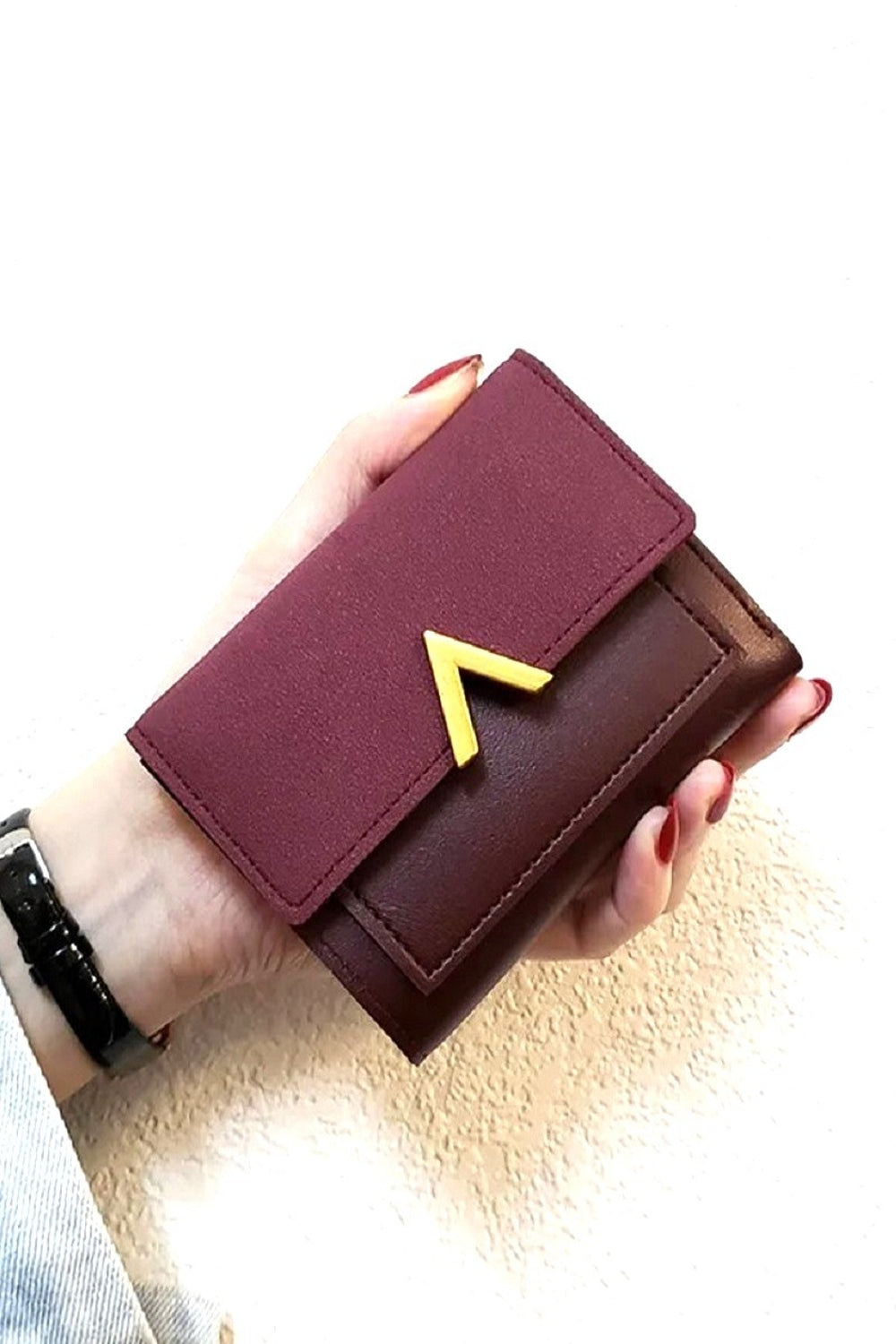 Vegan Leather Compact Trifold Wallet