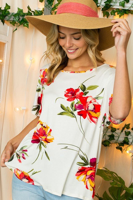 Floral Open Twist Back Top