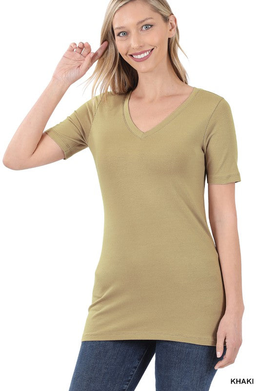 Cotton V-Neck Short Sleeve T-Shirt