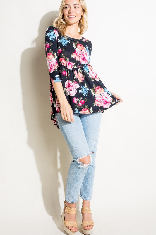 Floral Print Babydoll Top