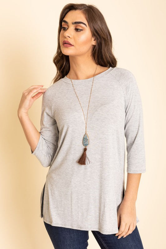 Solid Side Slit Tunic