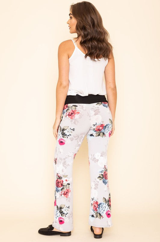 Plus Floral Drawstring Pants With Pockets