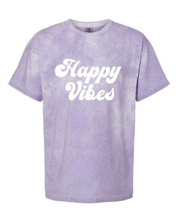 Happy Vibes Purple Comfort Color Tie Dye Tee