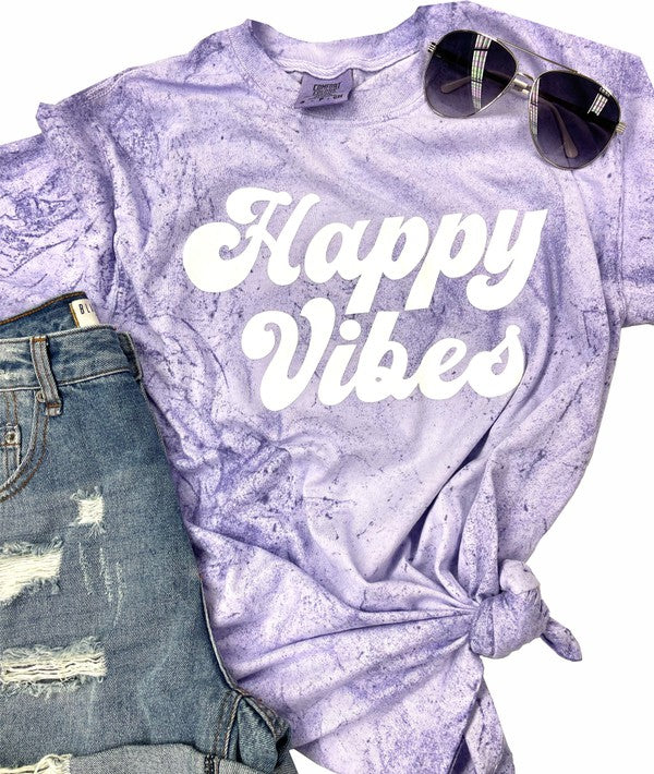 Happy Vibes Purple Comfort Color Tie Dye Tee