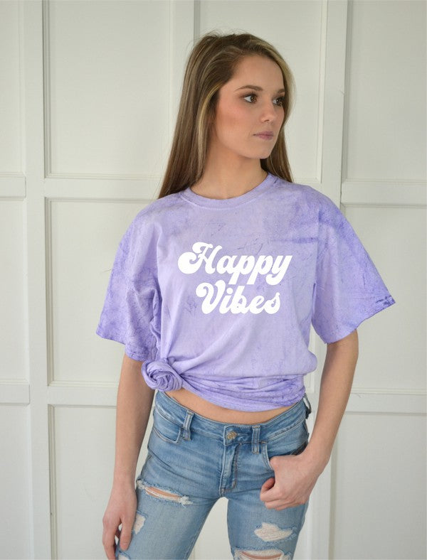 Happy Vibes Purple Comfort Color Tie Dye Tee