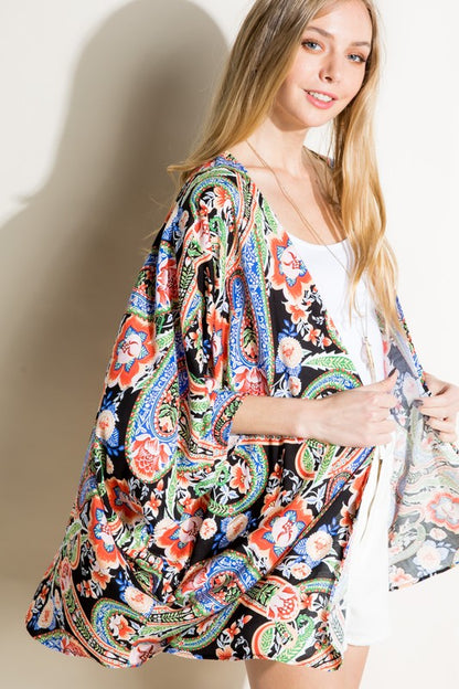 Paisley Woven Kimono Cardigan