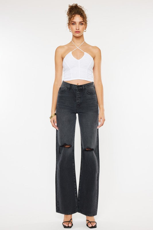 Grey Ultra High Rise 90's Flare Jeans