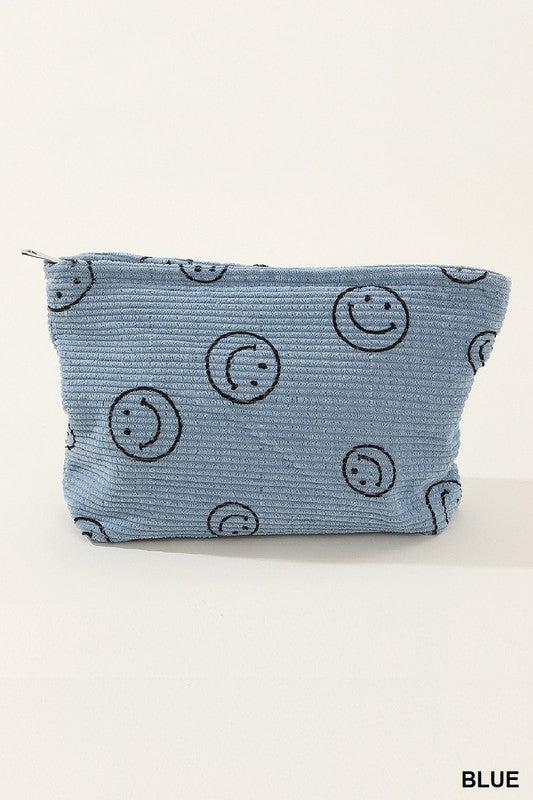 Corduroy Smile Cosmetic Makeup Clutch Bag