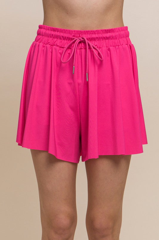 Active Pleated Drawstring Shorts