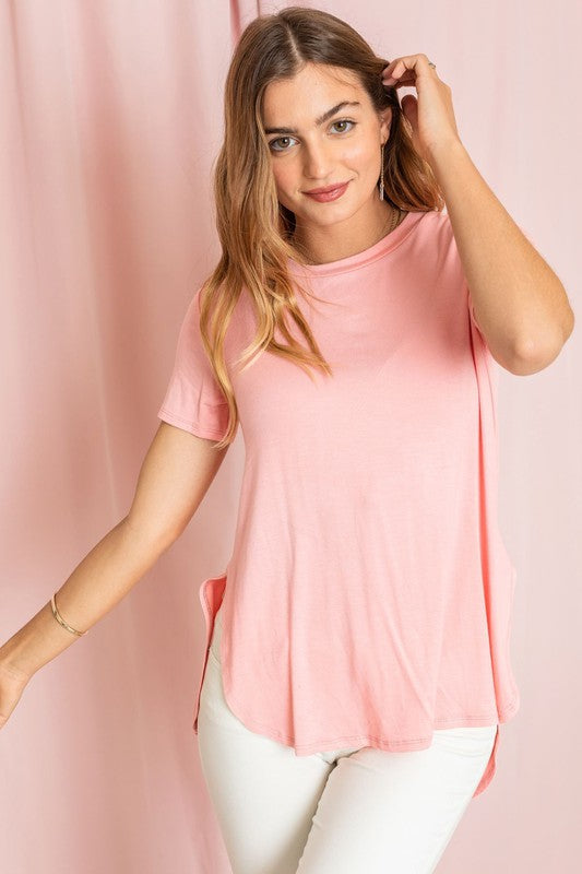 Plus Solid Side Slit High Low Tunic