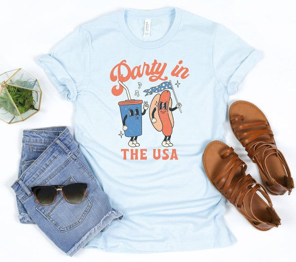 Plus Party In the USA Hotdog Drink Tee
