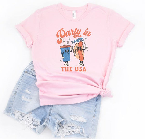 Plus Party In the USA Hotdog Drink Tee