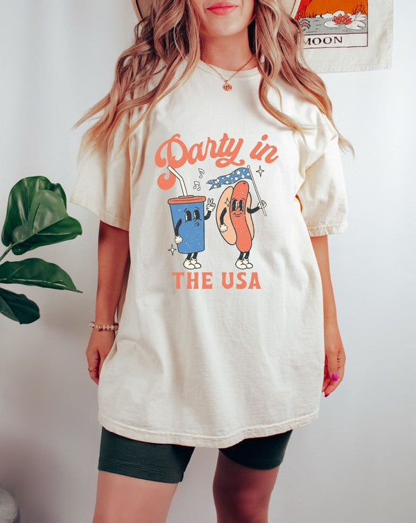 Plus Party In the USA Hotdog Drink Tee