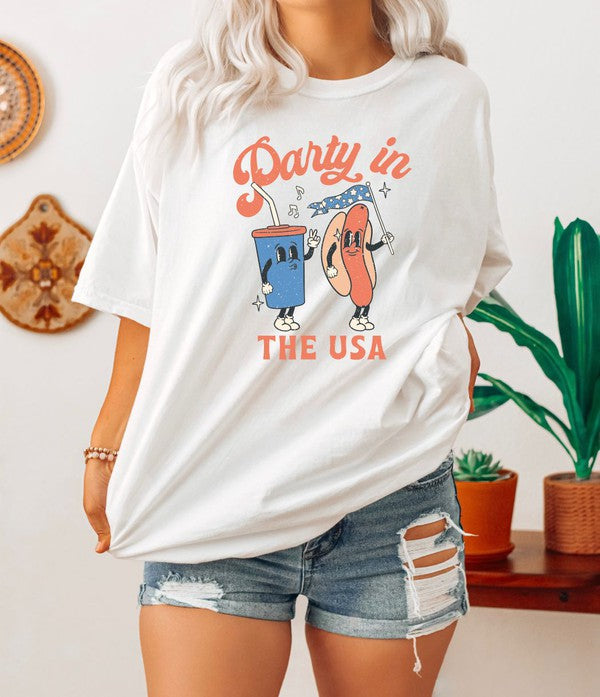 Plus Party In the USA Hotdog Drink Tee