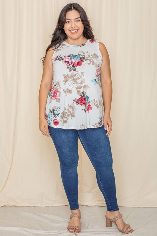 Plus Floral Swing Tunic Tank