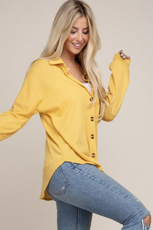 Yellow Drop Shoulder Patch Pocket Shirt