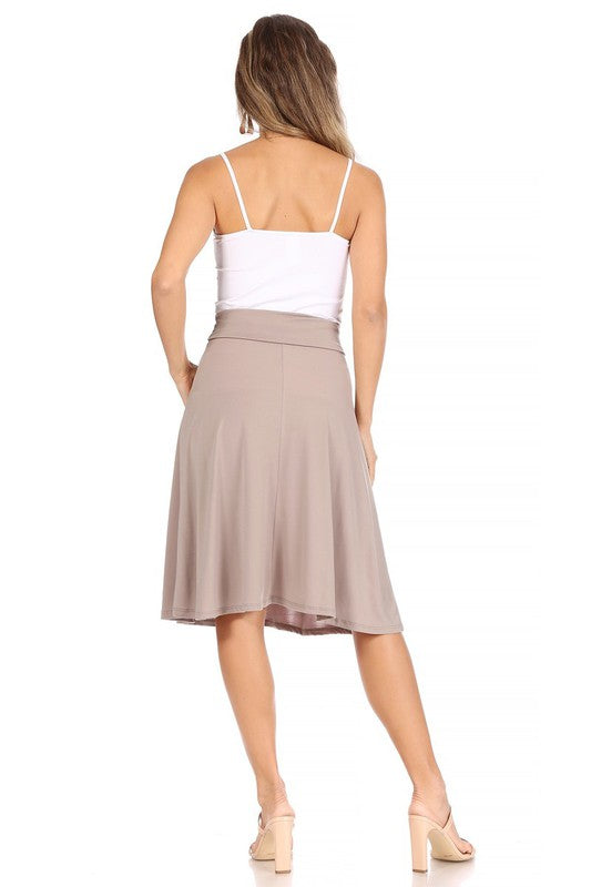 Solid Knee Length A-line Skirt