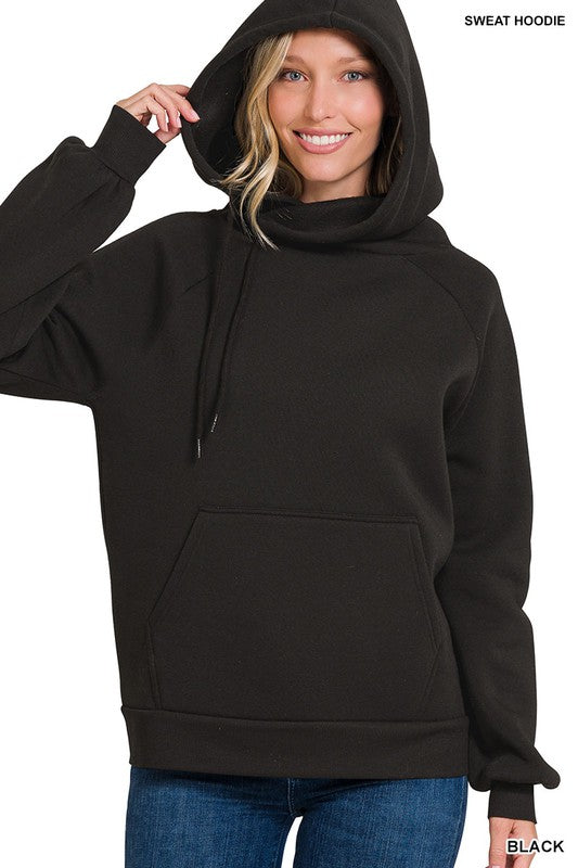 Side Hoodie Sweatshirt With Kangaroo Pocket